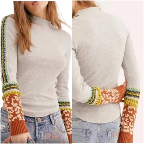 Free People Tops - Free People Switch IT UP Thermal small in grey long sleeve top waffle knit